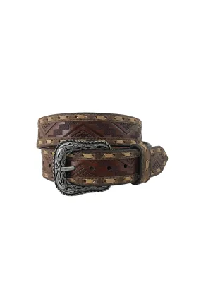 Men's Aztec Embossed Genuine Leather Belt