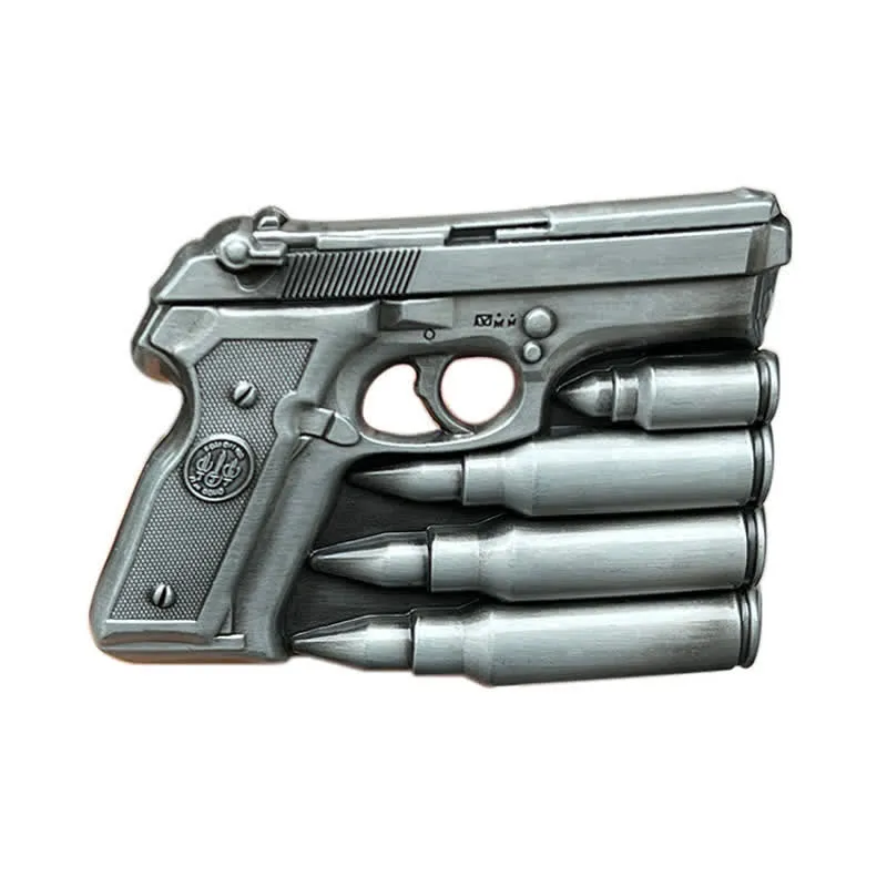 Men's Silver Handgun Ammo Leather Belt