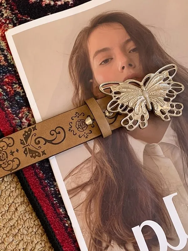 Metallic butterfly vintage belt