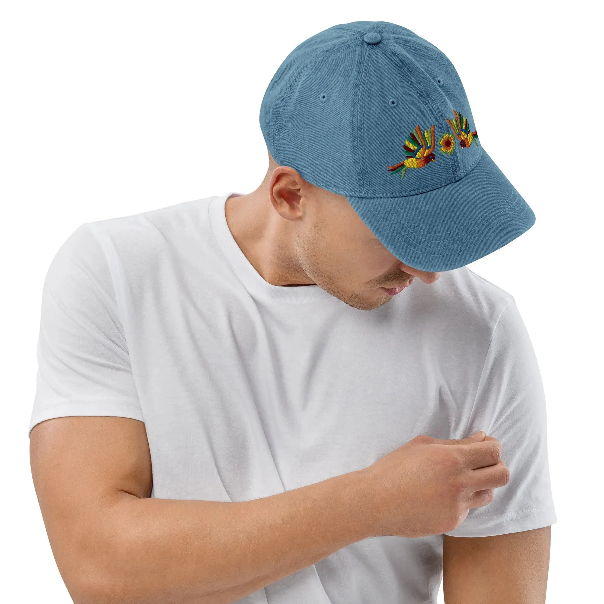 Mexican Otomi Embroidered Denim Dad Hat