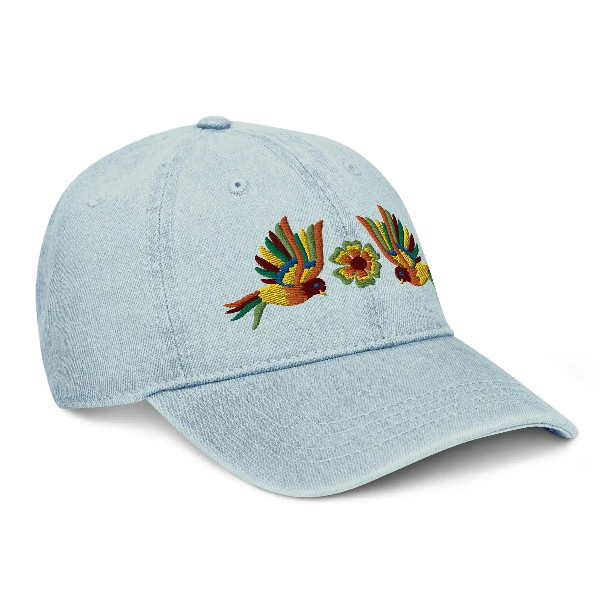 Mexican Otomi Embroidered Denim Dad Hat