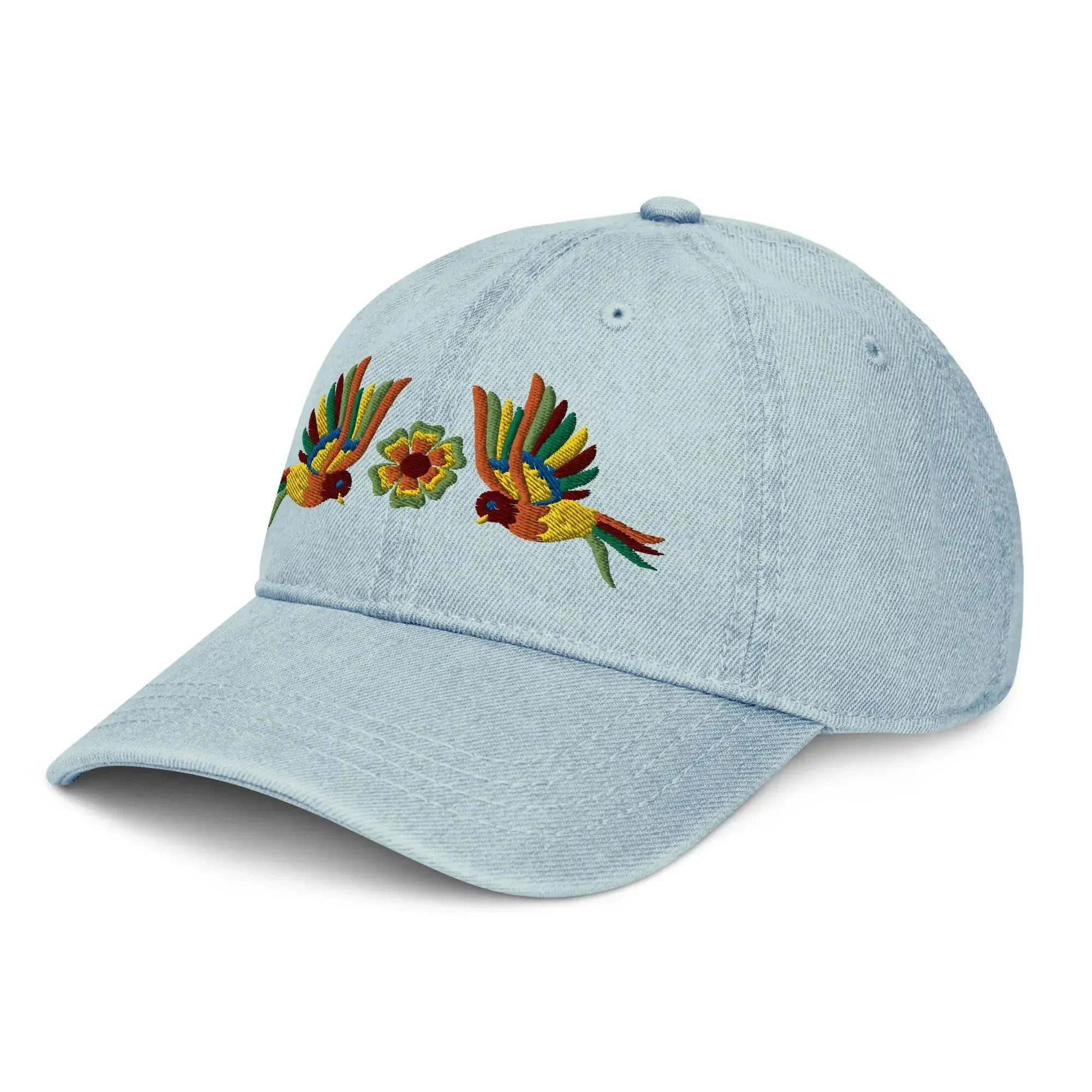 Mexican Otomi Embroidered Denim Dad Hat