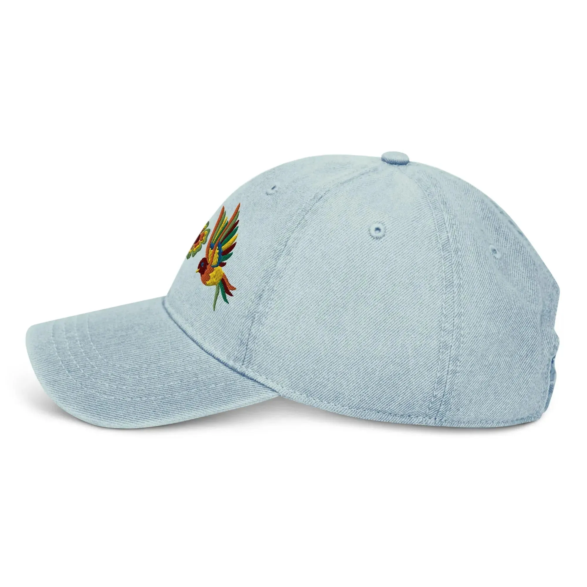 Mexican Otomi Embroidered Denim Dad Hat