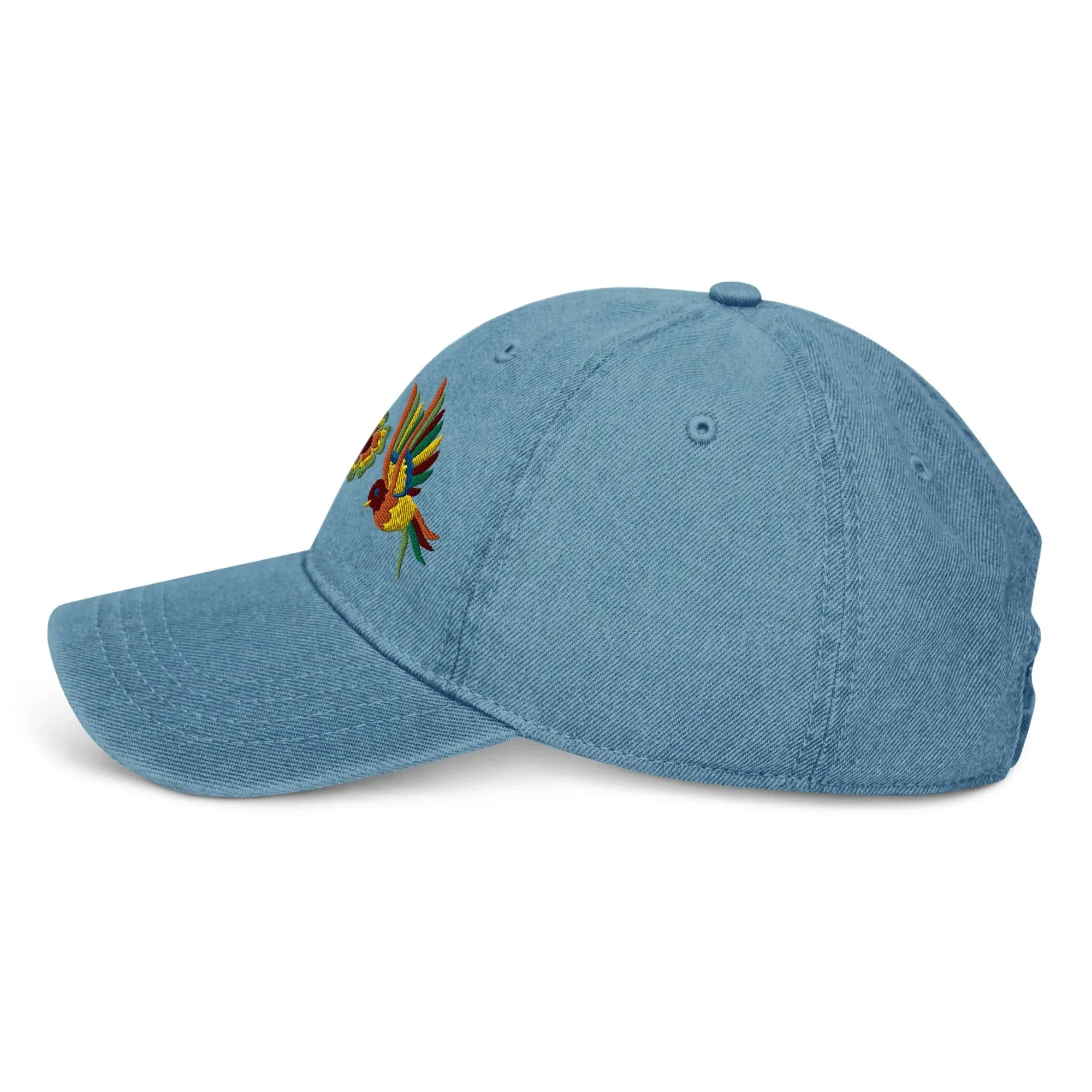 Mexican Otomi Embroidered Denim Dad Hat