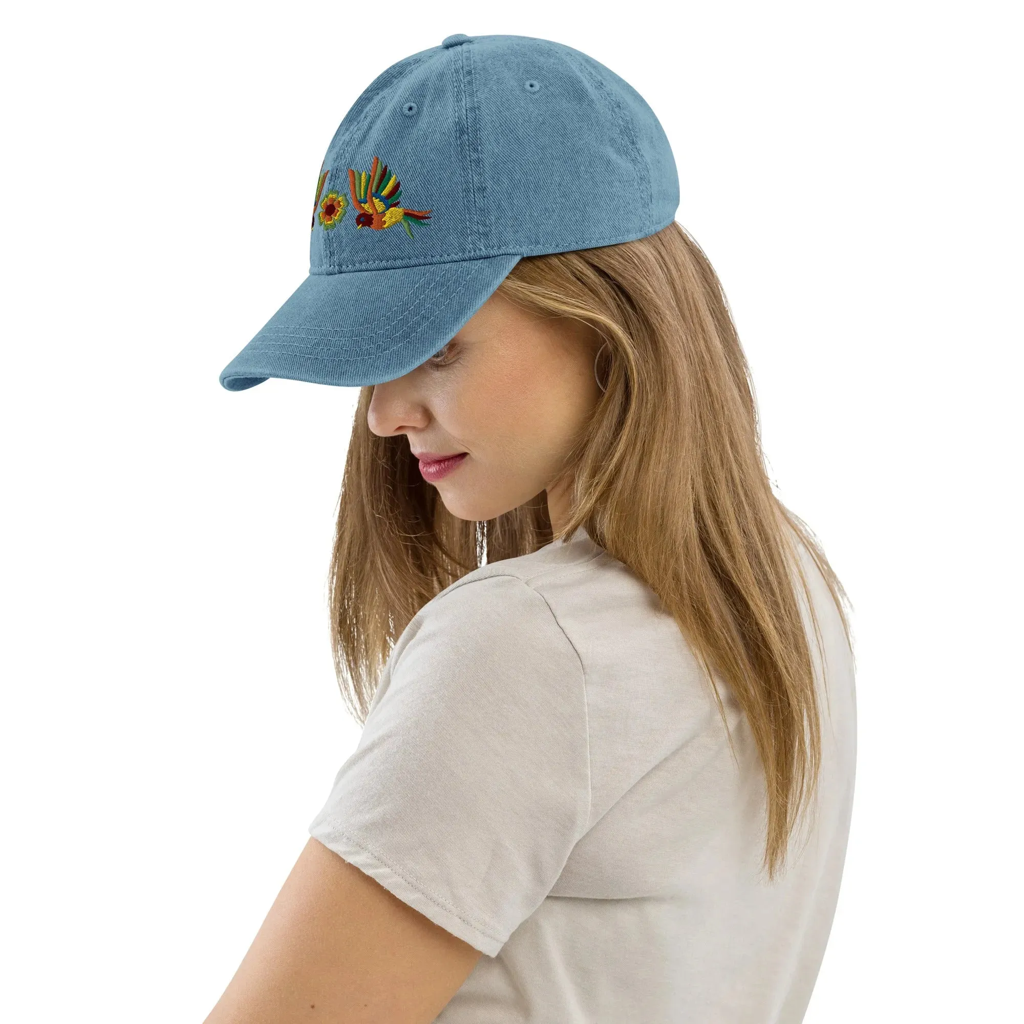 Mexican Otomi Embroidered Denim Dad Hat