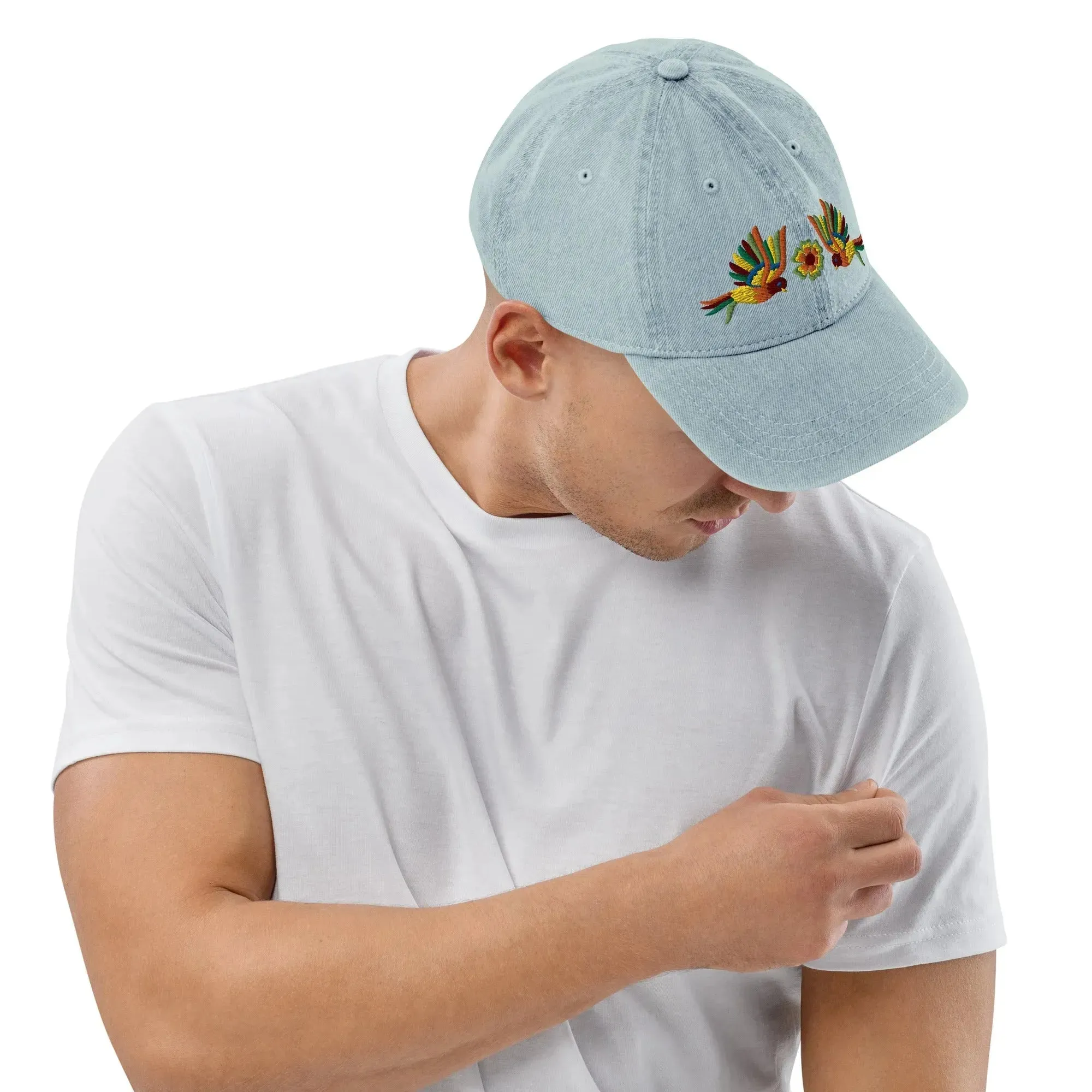 Mexican Otomi Embroidered Denim Dad Hat