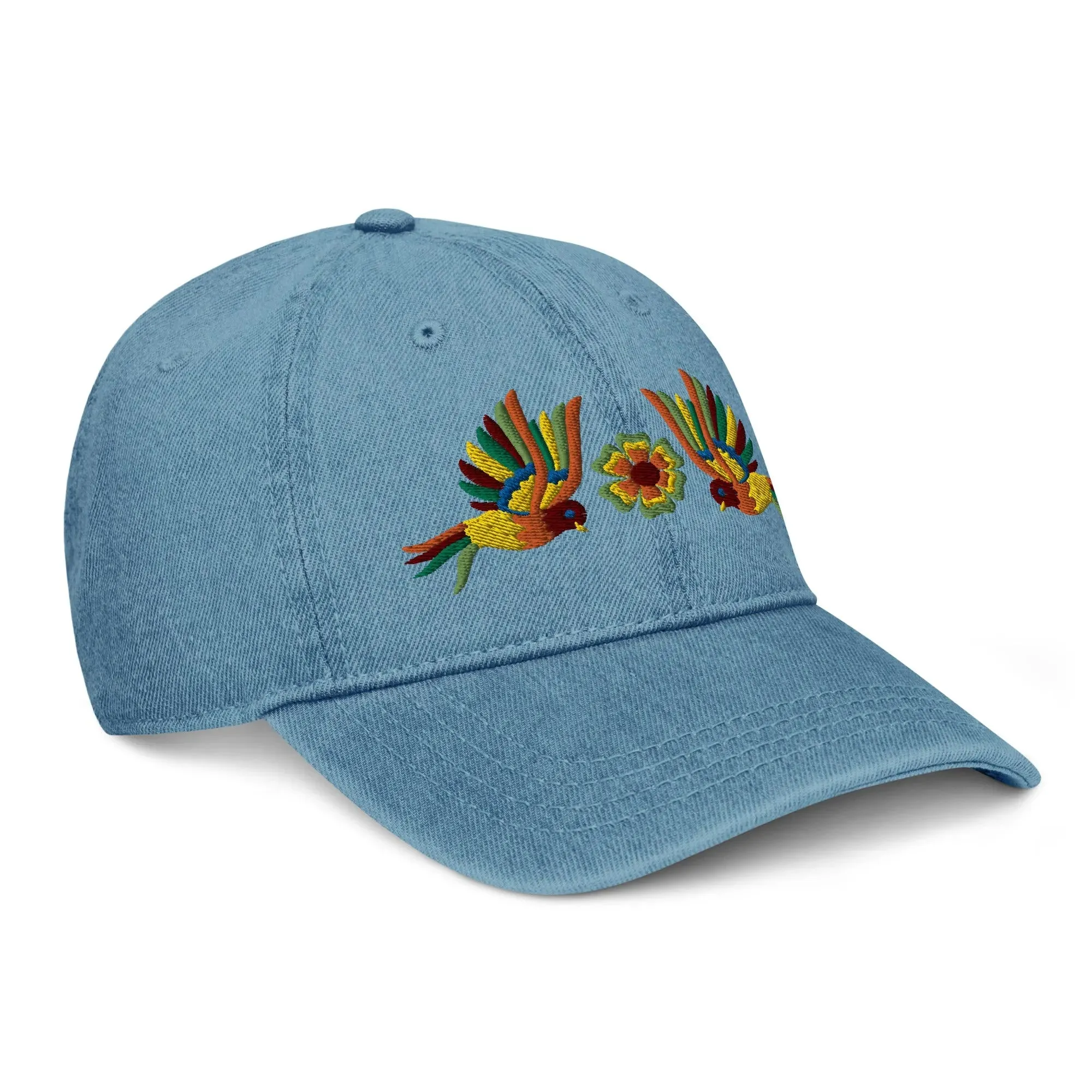 Mexican Otomi Embroidered Denim Dad Hat