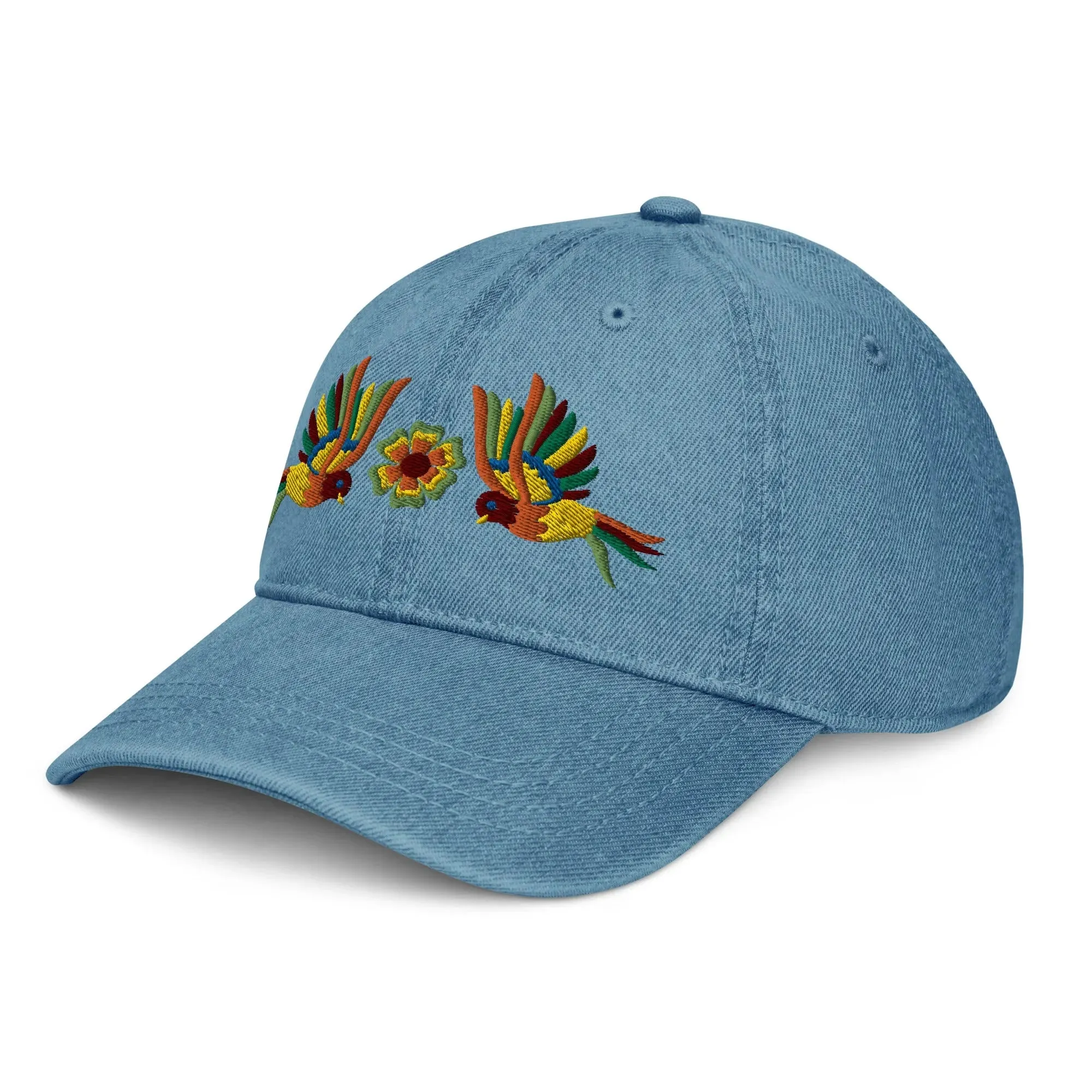 Mexican Otomi Embroidered Denim Dad Hat