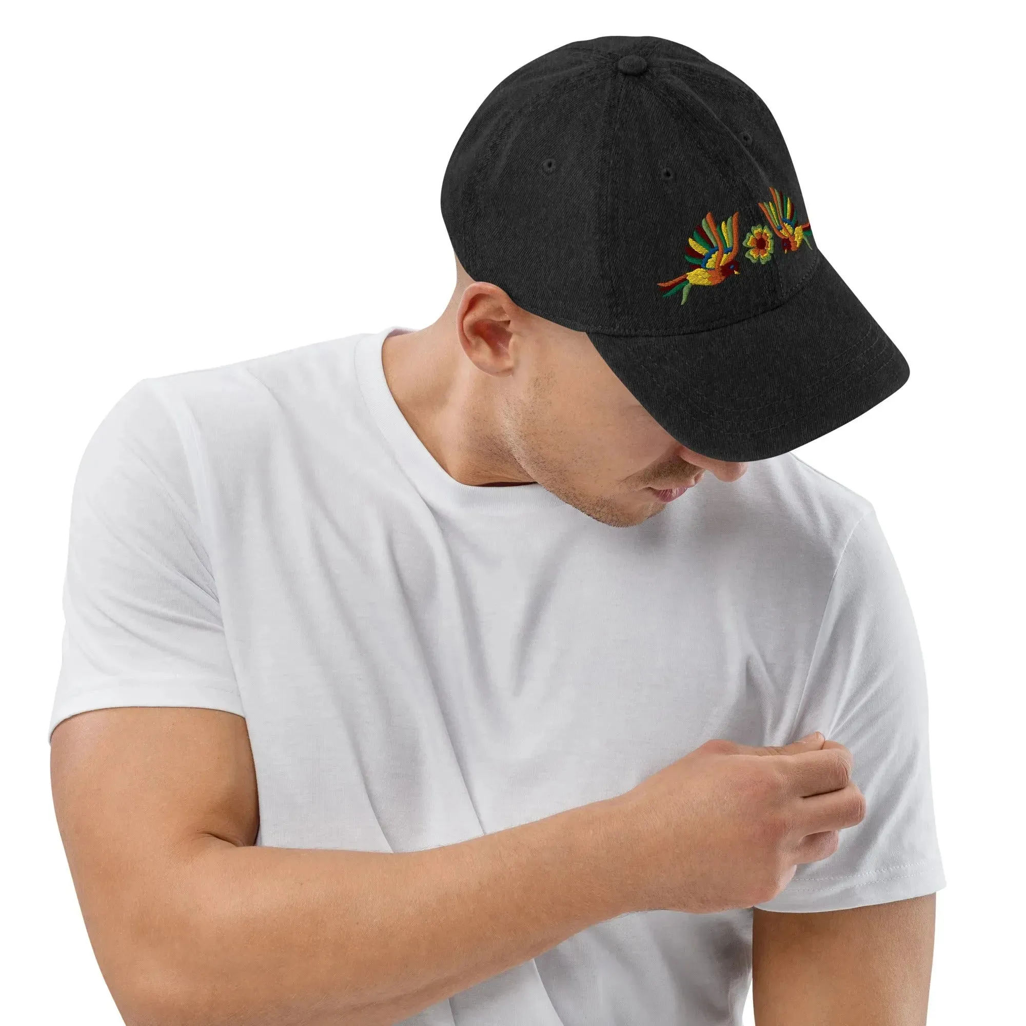 Mexican Otomi Embroidered Denim Dad Hat