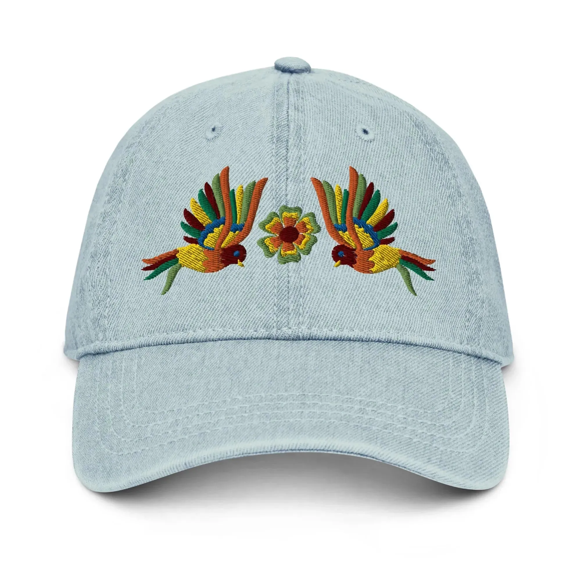 Mexican Otomi Embroidered Denim Dad Hat