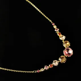 Multi-Colored Rose Pink Crystal Adjustable Gold Necklace, London - Sorrelli