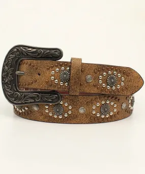 Nocona Women's Brown Leather Stud Bead Belt
