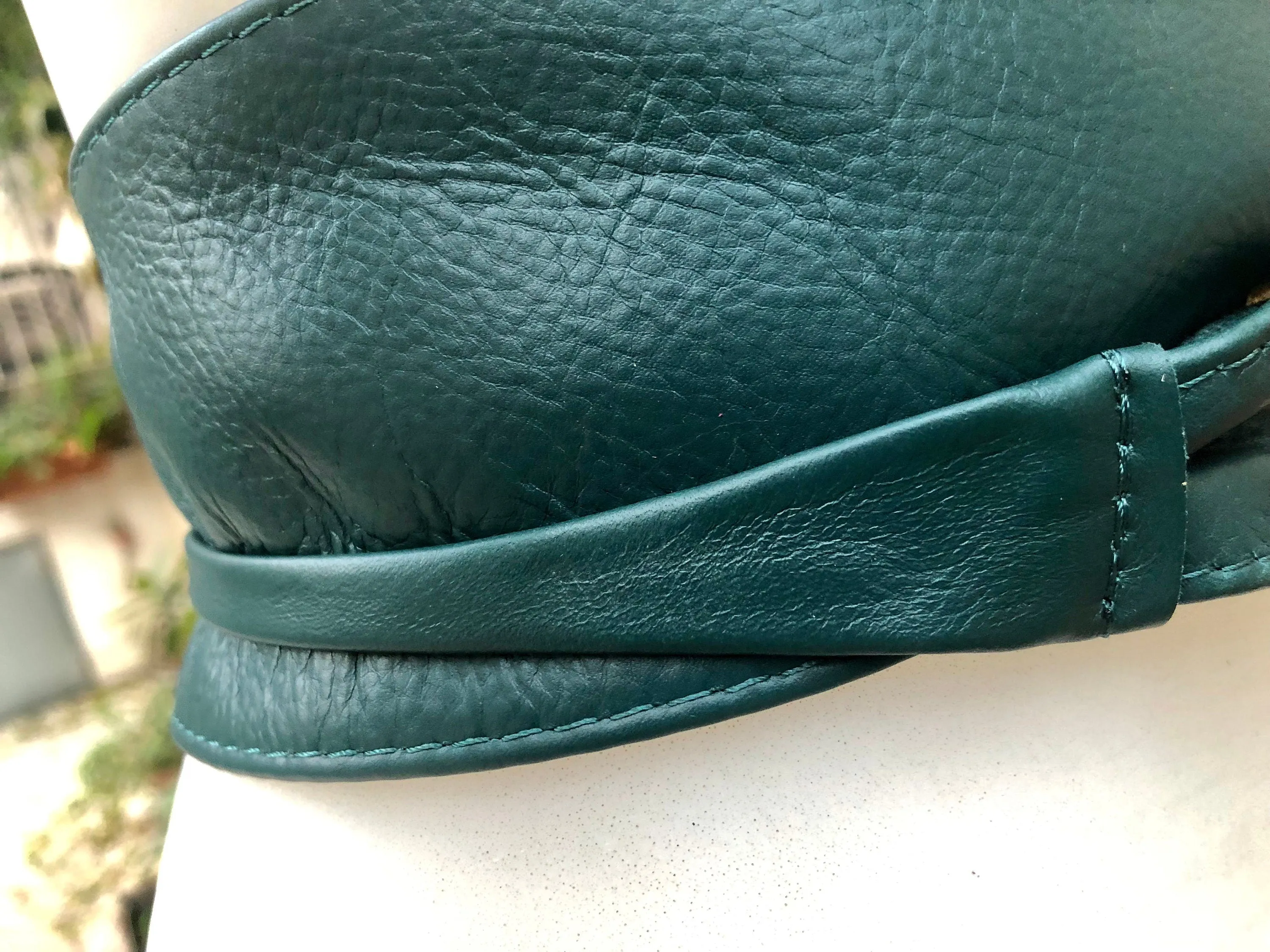 Obi belt in soft leather. Longer style. Wrap belt in TEAL blue - green.  Wraparound waist belt in genuine leather. Boho belt,  leather sash.