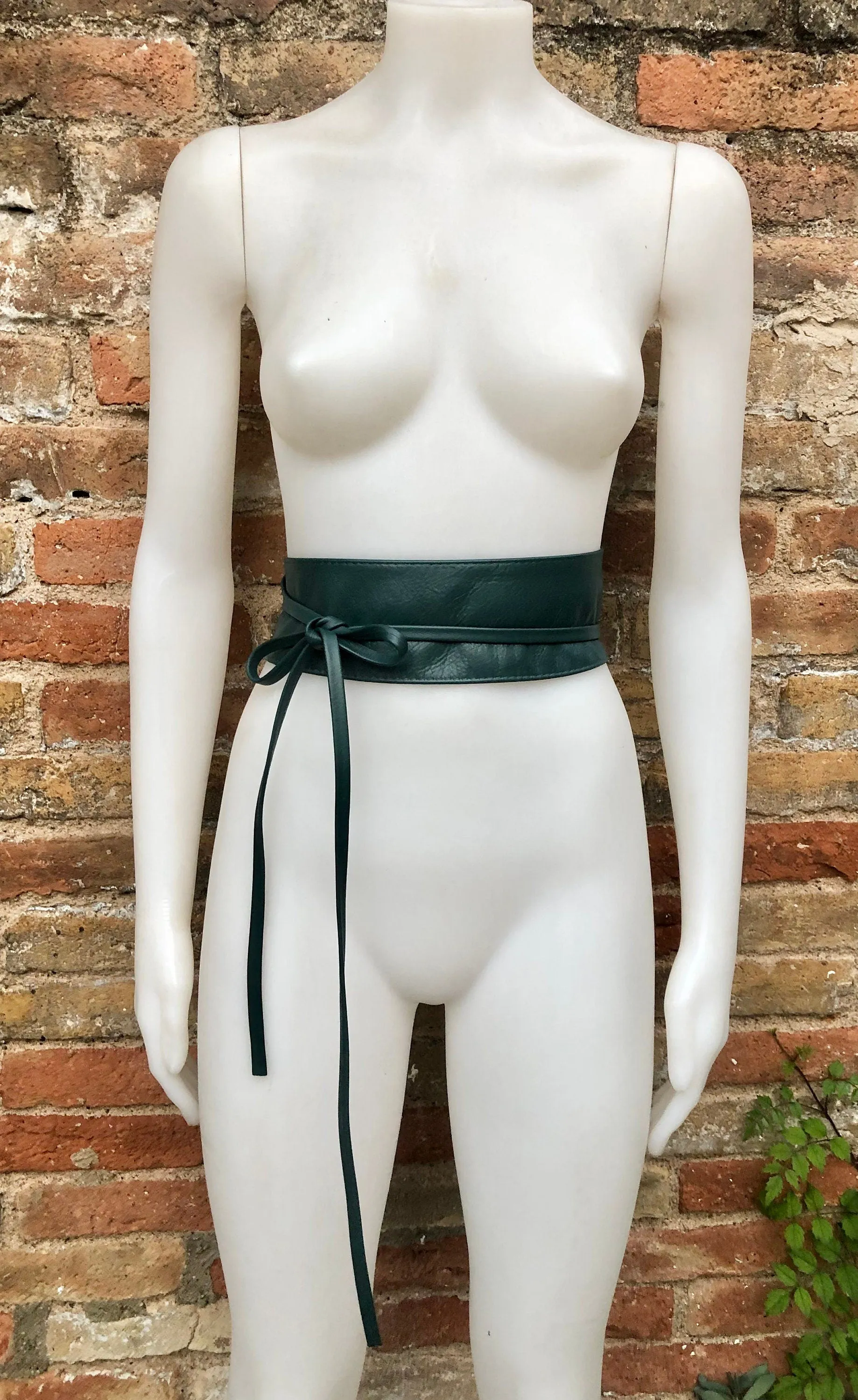 Obi belt in soft leather. Longer style. Wrap belt in TEAL blue - green.  Wraparound waist belt in genuine leather. Boho belt,  leather sash.
