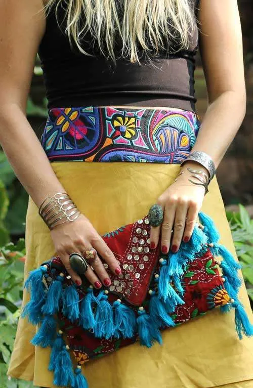 Offbeat Clutch Turquoise Tassel