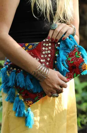 Offbeat Clutch Turquoise Tassel