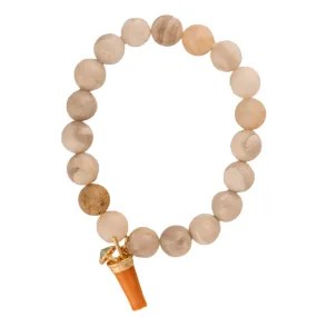 Opal & Gray Stone Bead Bracelet &Drink Charm