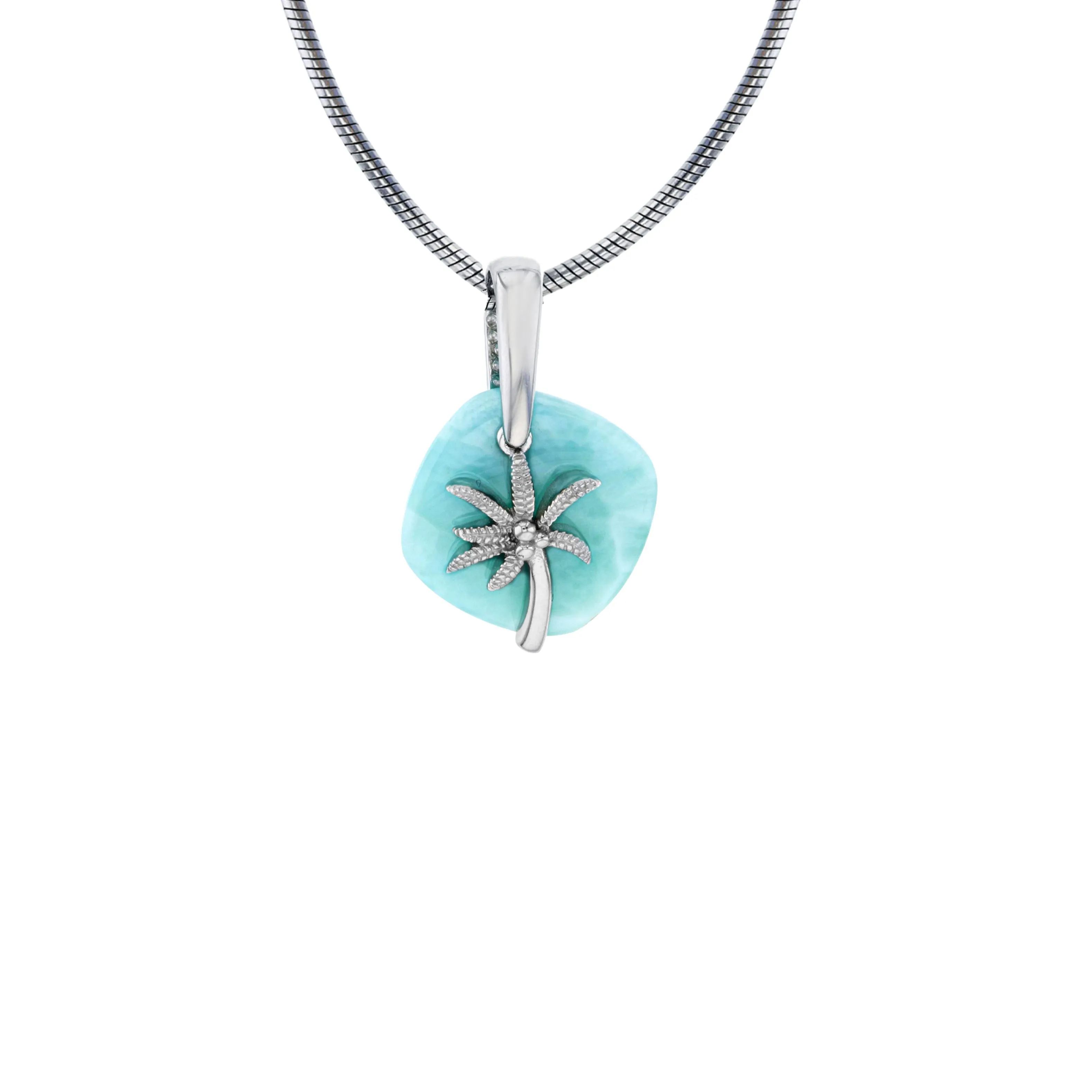 Palm Trees Larimar Necklace (Silver)