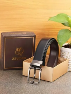 Party Black Genuine Leather Reversible Belt