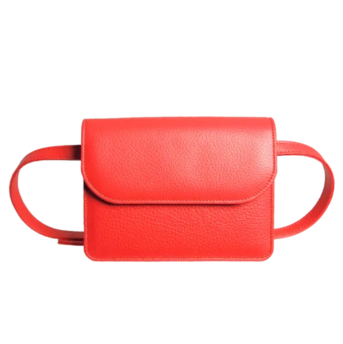 Pebbled Leather Belt Bag Coral