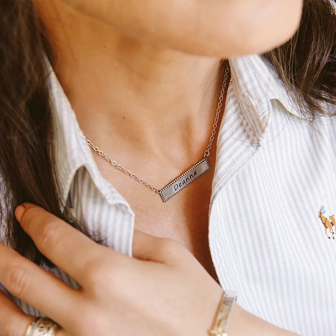 Personalized Beaded Bar Necklace