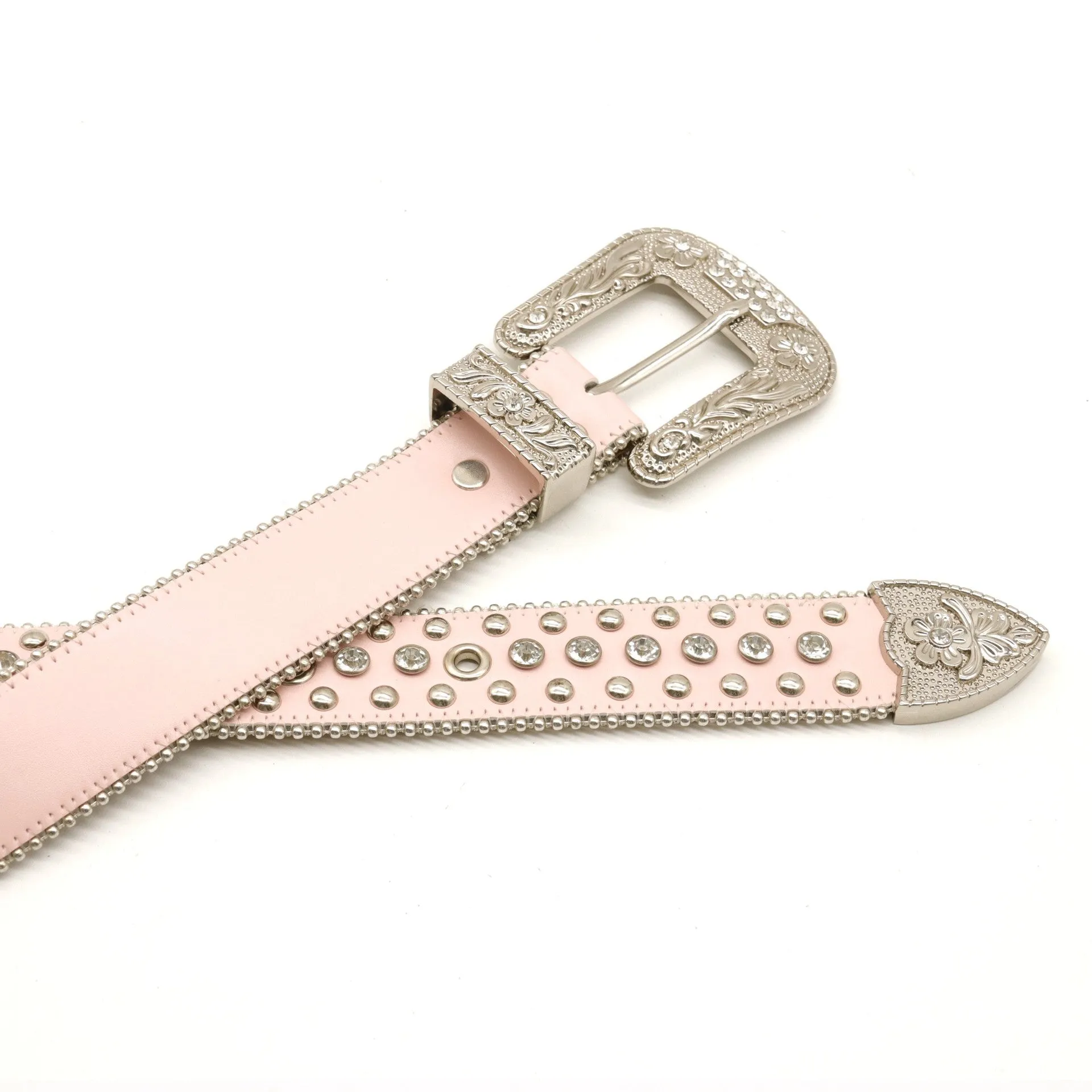 Pink Riveted Rhinestone Belt B4025