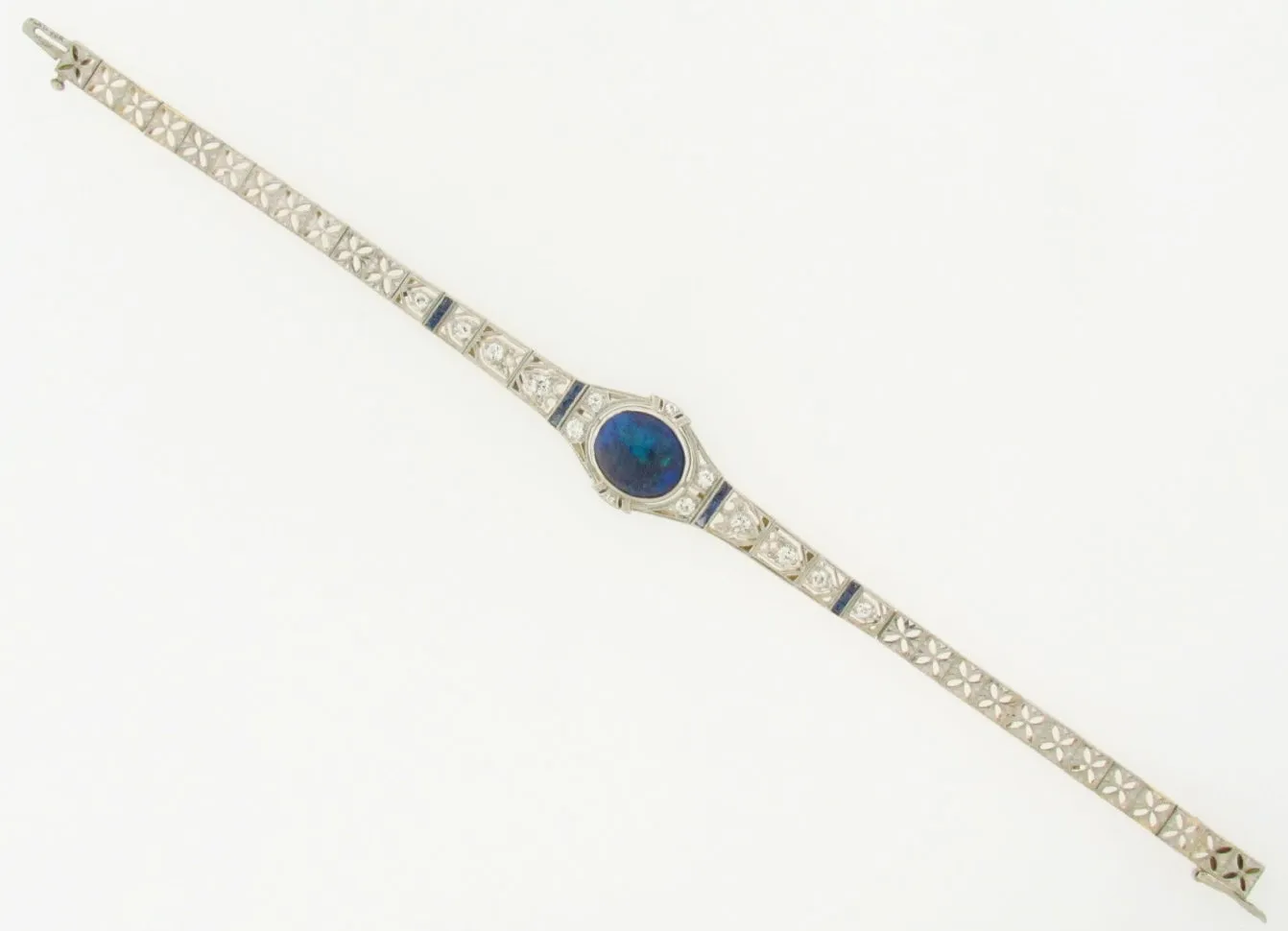 PLATINUM AND GOLD, BLACK OPAL AND DIAMOND BRACELET