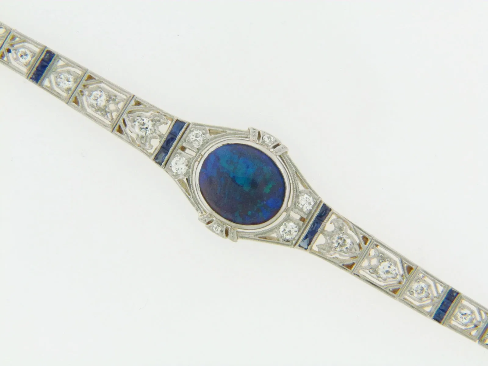 PLATINUM AND GOLD, BLACK OPAL AND DIAMOND BRACELET