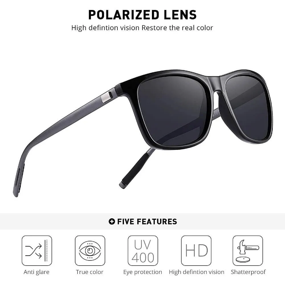 Polarized Aluminum Sunglasses Vintage Square Frame Sun Glasses For Men/Women - Hershey