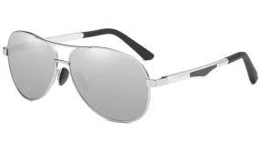 Polarized Silver Pilot Sunglasses for Men - Classy Style and Ultimate Eye Protection