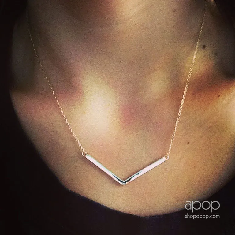 "Vendetta" Rosy V Bar Pendant Necklace