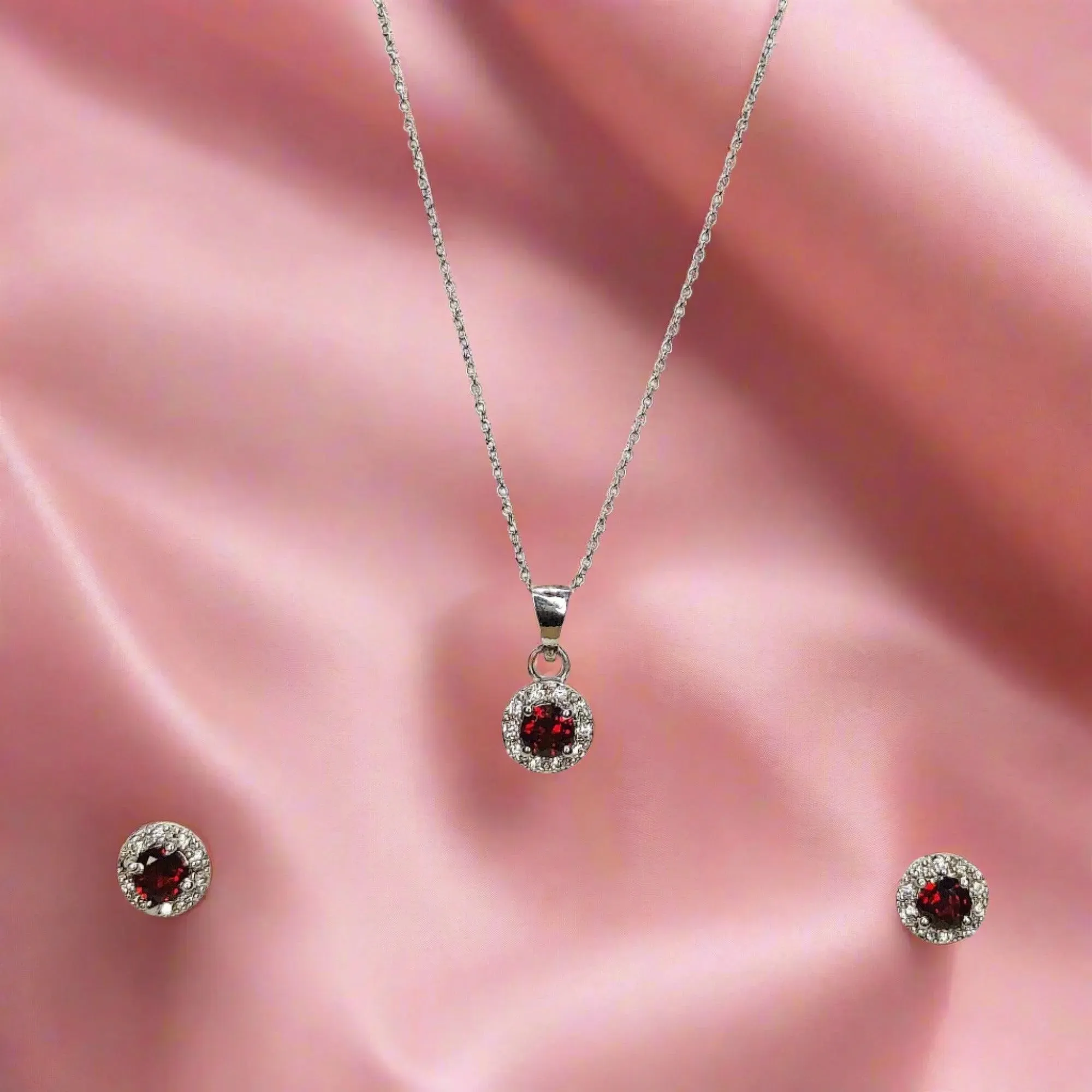 Red Gemstone Pendent Set With Chain for Modern Muses (92.5 Sterling Silver)