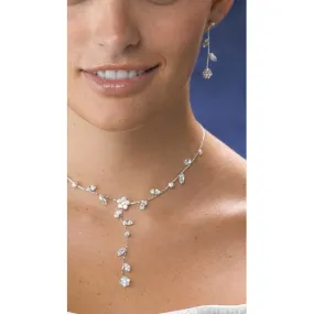 Rhinestone Flower Necklace & Earrings