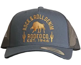 ROCK & ROLL DENIM CURVED TRUCKER CAP in NAVY