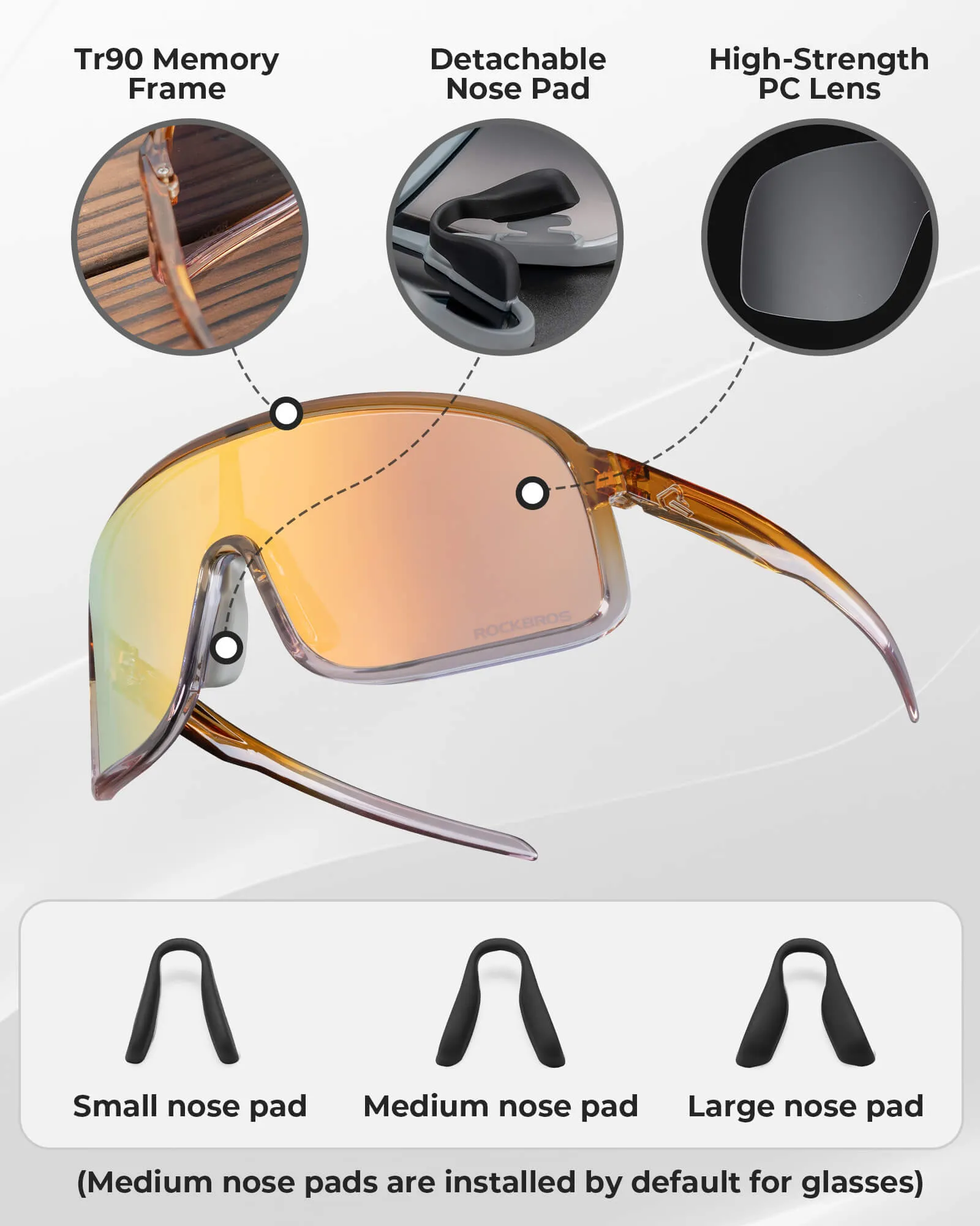 ROCKBROS Polarized Sunglasses TR90 Frame Cycling Glasses  UV400 Unisex SP350