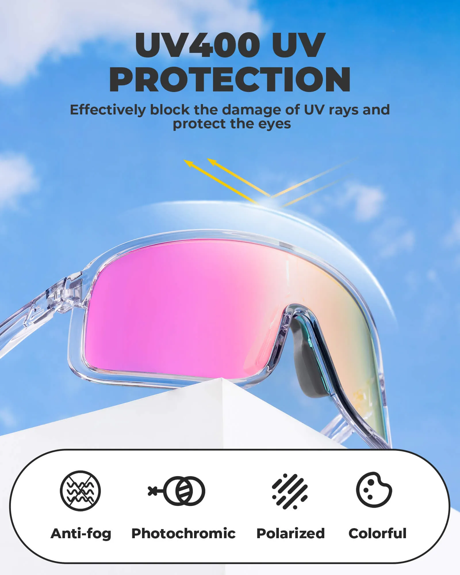 ROCKBROS Polarized Sunglasses TR90 Frame Cycling Glasses  UV400 Unisex SP350
