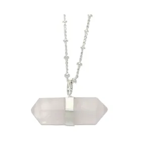Rose Quartz Horizontal Double Pointed Crystal Necklace