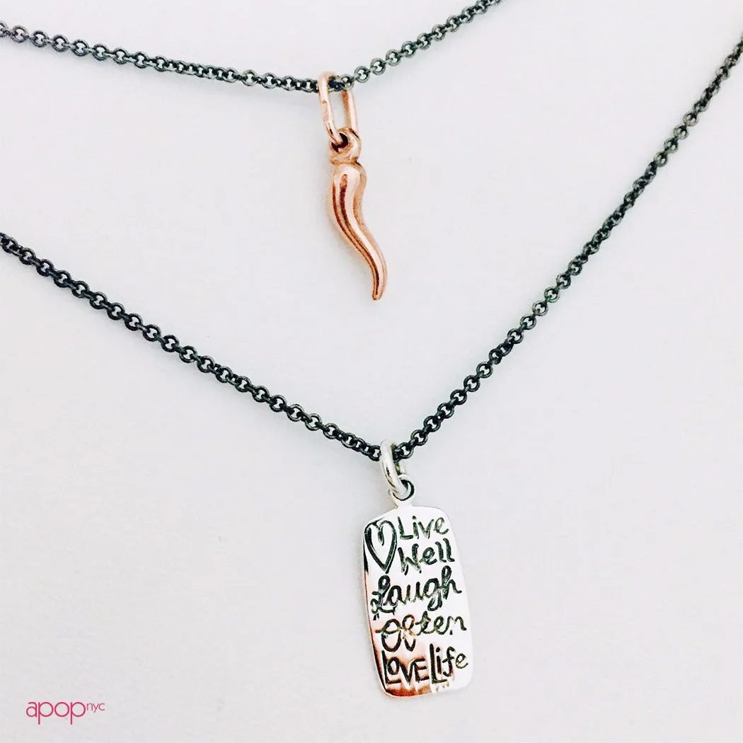 Rosy Mini Horn Pendant with Chain