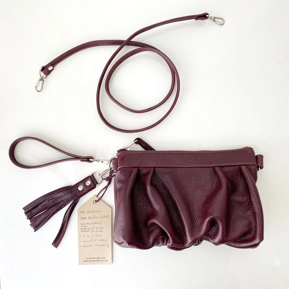 Ruche Clutch in Mulberry
