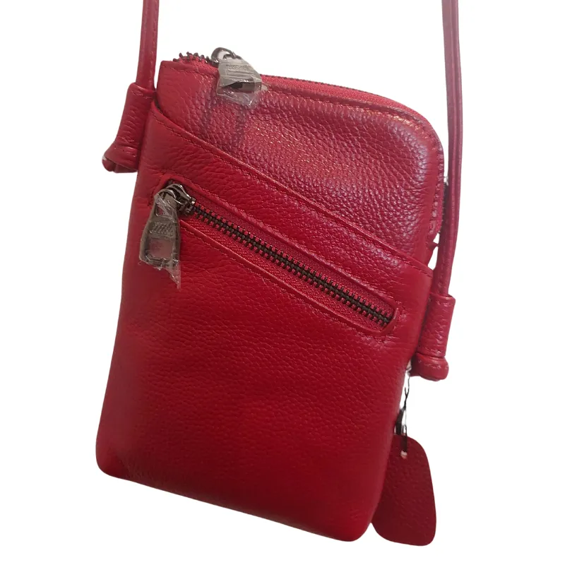 SALE NEW red leather cross body bag
