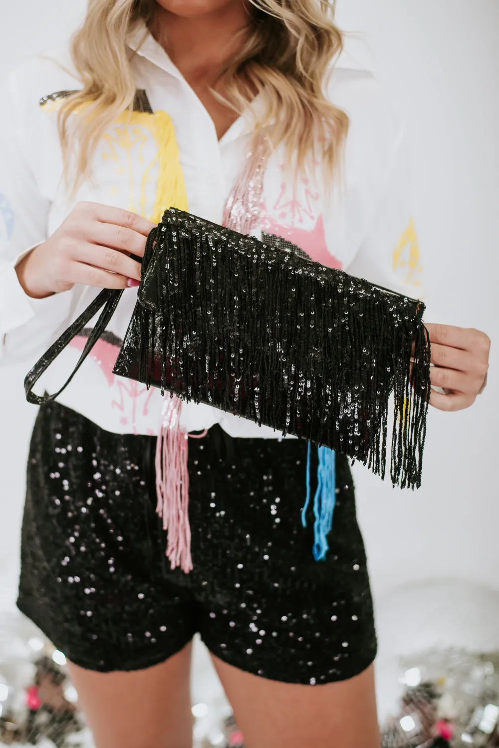 Shake Your Tassels Clutch, Black