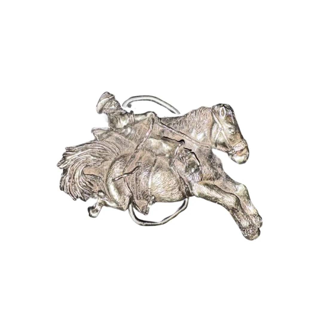 Silver Bronco and Cowboy Buckle