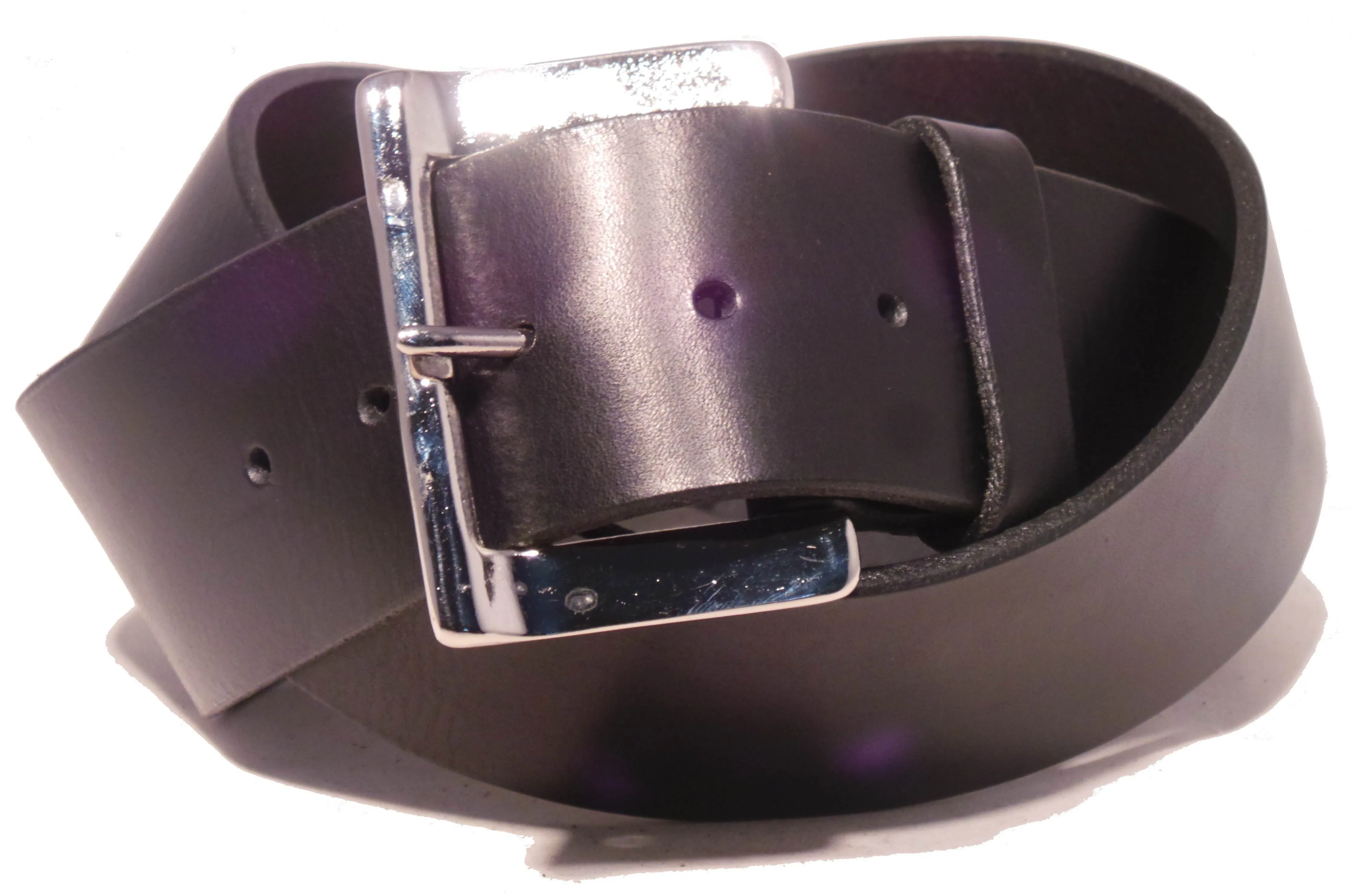 Silver Half Rectangle 2 Inch Leather Belt