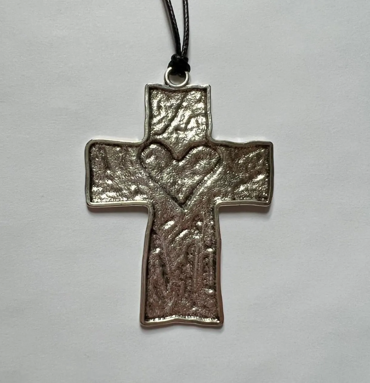 Silver Heart Cross Necklace