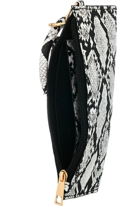 Snake Print Leather Key Chain/Bracelet Clutch