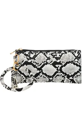 Snake Print Leather Key Chain/Bracelet Clutch