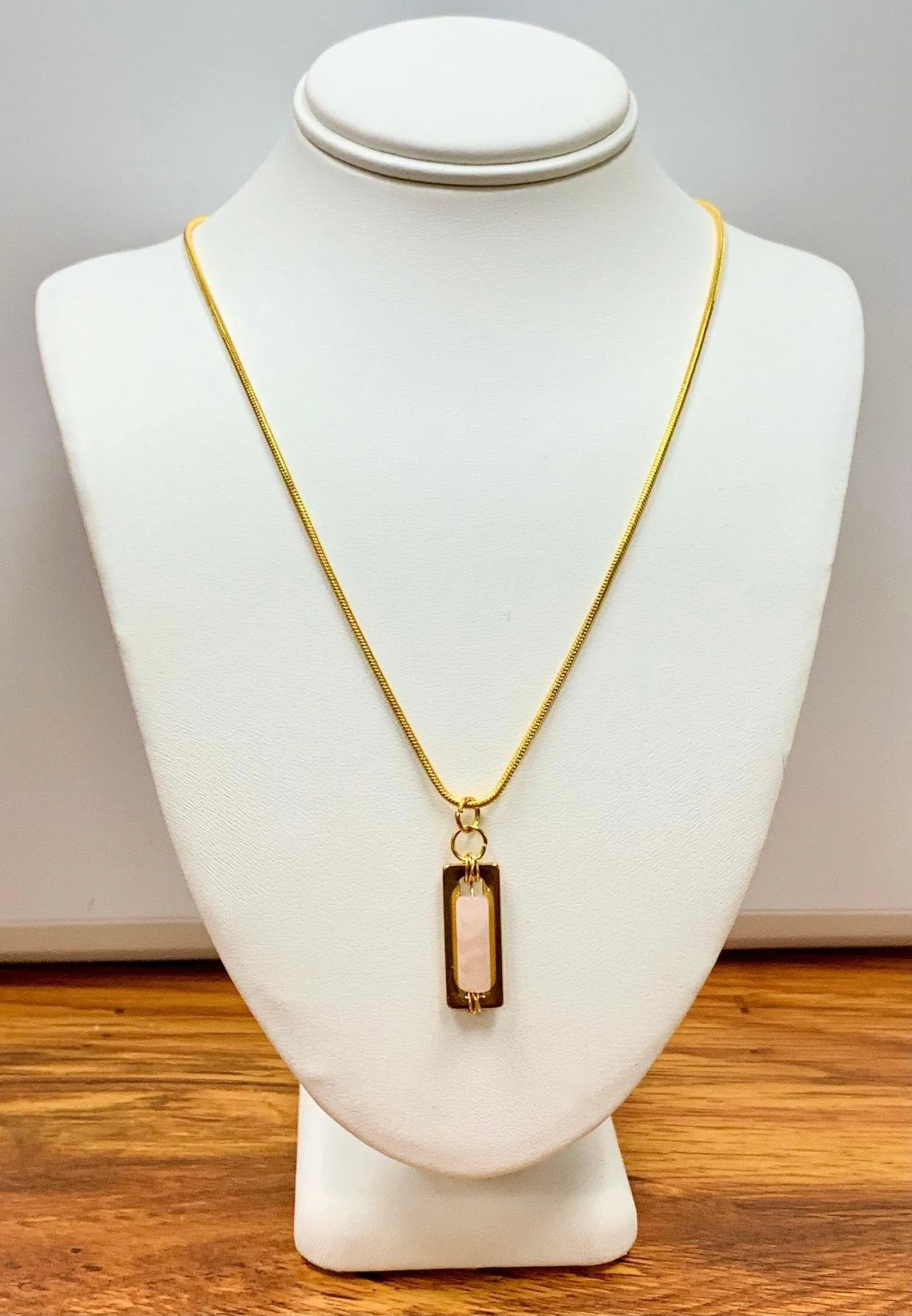 🔴SOLD🔴Ishtar- Handmade Genuine Rose Quartz Pendant on a Gold Plated Necklace