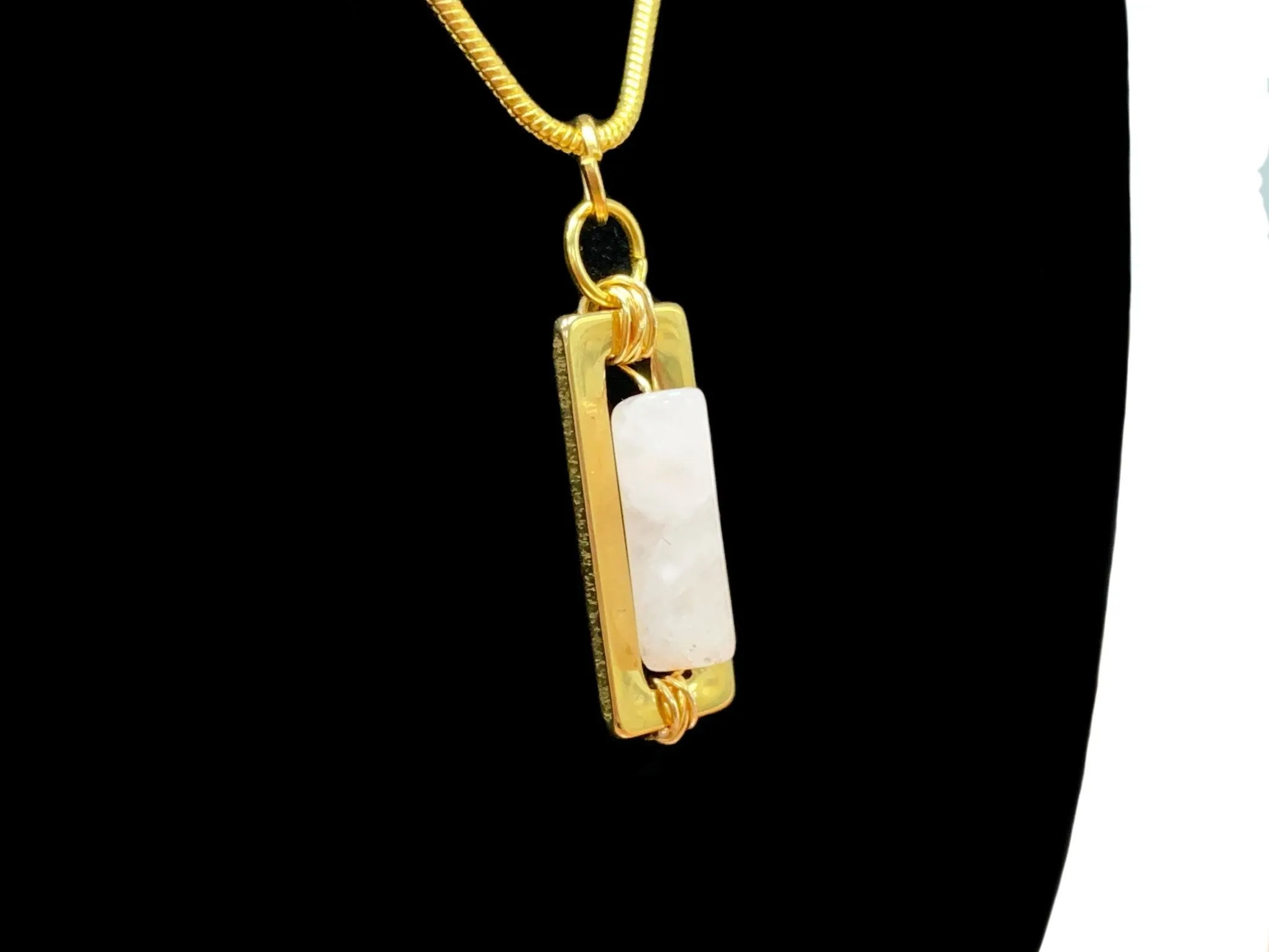🔴SOLD🔴Ishtar- Handmade Genuine Rose Quartz Pendant on a Gold Plated Necklace