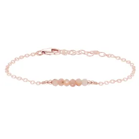 Sparkling Pink Peruvian Opal Gemstone Faceted Bead Bar Bracelet