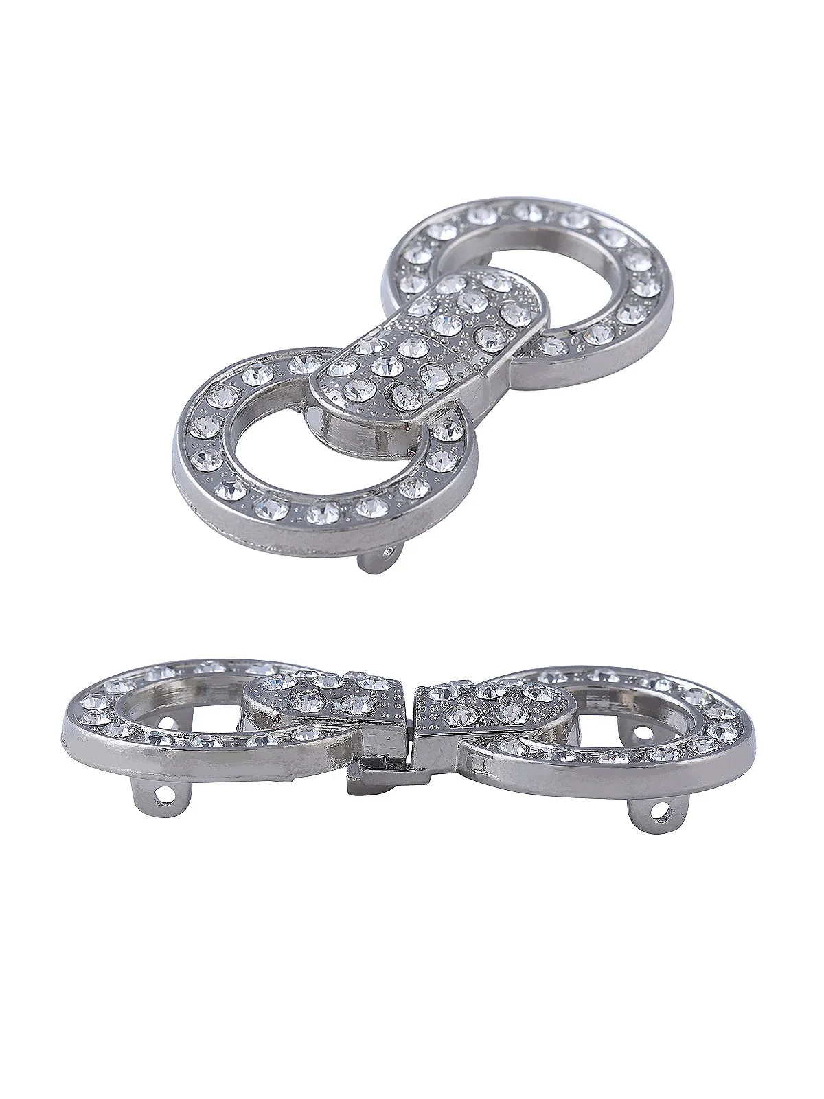 Sparkling Silver Crystal Closure Round Clasp Buckle